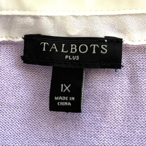 Talbots Lace Collar Pullover Sweater Purple Cotton/ Silk Trim Plus Size 1X - Picture 8 of 9